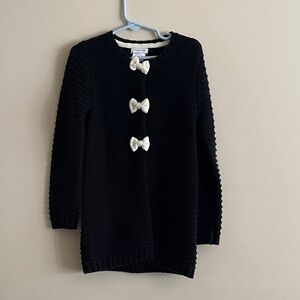 Tahari Girls Black Knit Coat Bow Front Size 3 4 Years